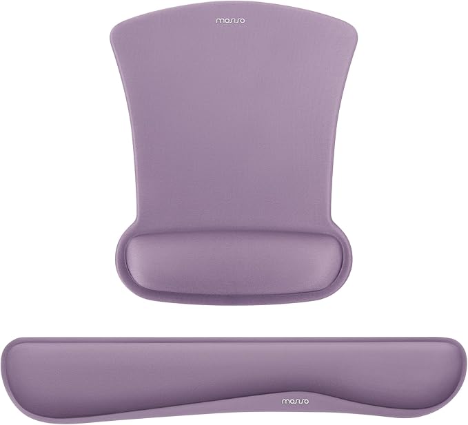 MOSISO Wrist Rest Support for Mouse Pad & Keyboard Set, Ergonomic Mousepad Non-Slip Base Home/Office Pain Relief & Easy Typing Cushion with Neoprene Cloth & Raised Memory Foam, Ultra Violet