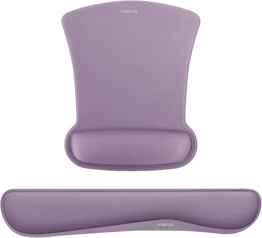 MOSISO Wrist Rest Support for Mouse Pad & Keyboard Set, Ergonomic Mousepad Non-Slip Base Home/Office Pain Relief & Easy Typing Cushion with Neoprene Cloth & Raised Memory Foam, Ultra Violet