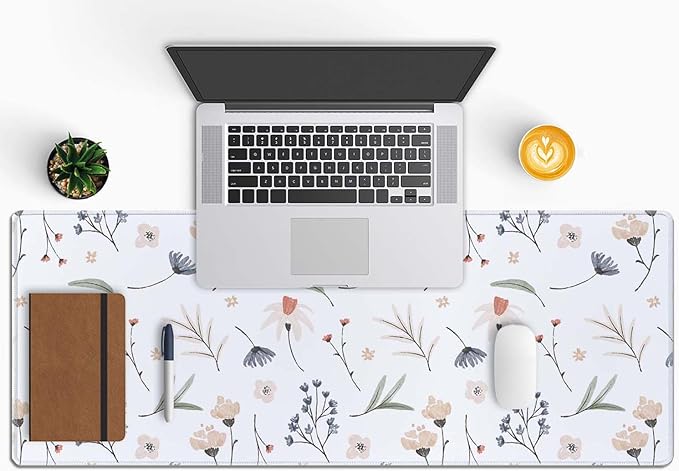 Flowers Extended Big Mouse Pad Large,XL Gaming Mouse Pad Desk Pad,31.5x11.8inch Long Computer Keyboard Mouse Mat Mousepad with 3mm Non-Slip Base and Stitched Edge for Home Office Work