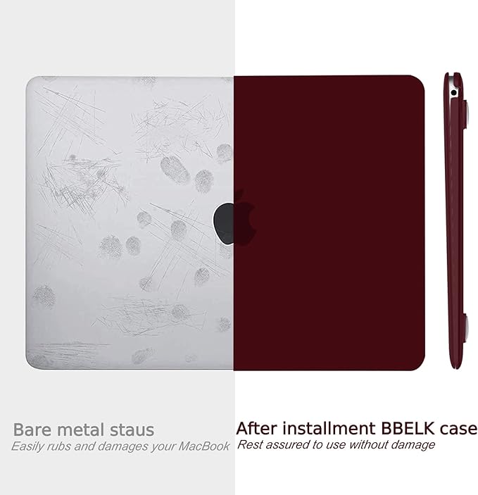 B BELK Compatible with MacBook Air 13 inch Case 2022 2021 2020 2019 2018 A2337 M1 A2179 A1932, Matte Plastic Hard Shell+Keyboard Cover+Screen Protector for MacBook Air 13.3 inch Case, Marsala Red