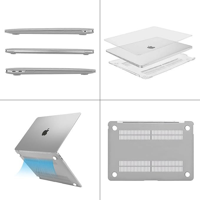 MOSISO Compatible with MacBook Air 13 inch Case M1 Chip 2021-2018 Release A2337 A2179 A1932, Plastic Hard Shell&Keyboard Cover&Screen Film&Storage Bag for MacBook Air 13.3 inch Case, Frost
