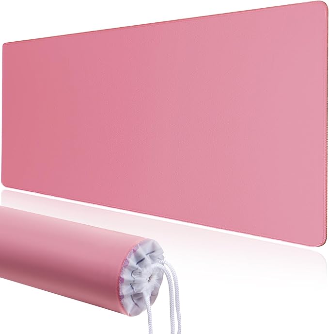 Pink Desk Mat Large Gaming Mouse Pads, Computer Desk Cover Matt for Desktop Keyboard and Mouse, Big Office Pad Protector Mats, XXL Extra Large Mousepads, Pink Office Supplies for Women, 35.4 x 15.7In