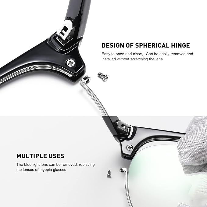 Blue Light Blocking Glasses Vintage Half Frame UV Clear Lens Anti Eyestrain Computer Gaming Glasses for Women Men(P50)