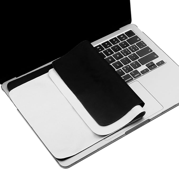 2 Pack Microfiber Liner Cleaning Cloth 15" 16" MacBook Air/MacBook Pro Screen Keyboard Imprint Protection, Keyboard Protector Compatible with MacBook Air 15.3"/MacBook Pro 15"/MacBook Pro 16"-(Bk+Gy)