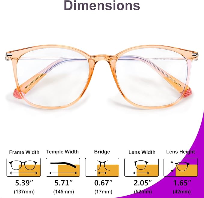 VISOONE Anti Slip TR90 Blue Light Blocking Glasses Size M Eyewear Frame with Anti Glare Eye Protection for Women GaeL