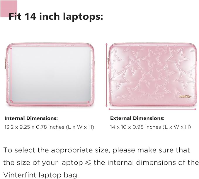 14 inch Laptop Sleeve Case for 14" MacBook Pro M5 M4, Surface Laptop Studio 2, ThinkBook 14 Gen 8, IdeaPad 3i, Yoga Slim 7X, Inspiron 14, 14.5" XPS 14, HP ThinkPad Notebook Bag Cover, Pink