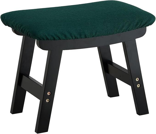 Foot Stool Ottoman Foot Rest Under Desk,Small Stool for Living Room, Bedroom and Kitchen (Black Legs - Green Stool Surface)