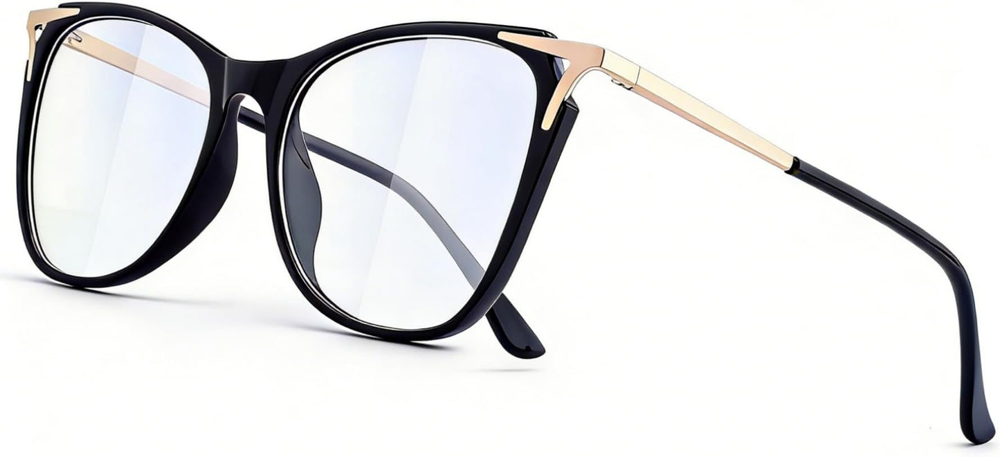 DOERAYM Blue Light Glasses for Women - Anti Glare Gaming and Computer Use with Comfort Fit (Resin, Black9123)
