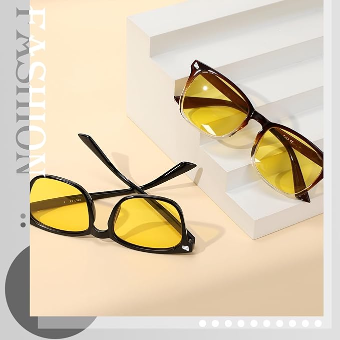 Polarized Sunglasses for Women Men, Night Driving Glasses Anti Glare Yellow Lens UV 400 for Day Night Use