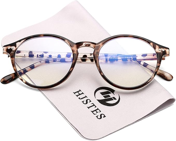 HJSTES Vintage Blue Light Glasses for Women Men Round Bluelight Blocking Glasses Thick TR90 Frame Eyeglasses