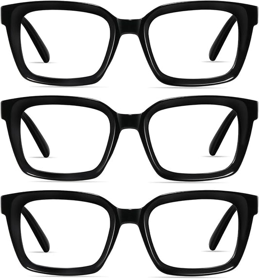 XVXV Reading Glasses for Women Men - Blue Light Blocking Readers Oversize Square Anti Glare with Spring Hinge