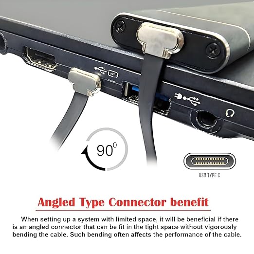 chenyang USB C Short Flat Cable,USB 2.0 Type C Dual 90 Degree Angled PD 65W Fast Charge Data Extension Cable 5.91 Inch/15CM