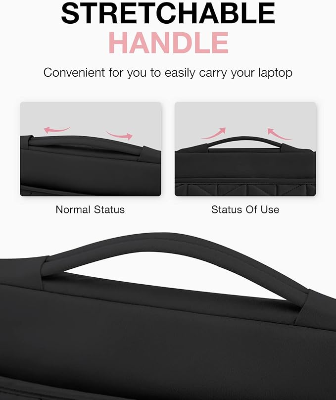 BAGSMART Laptop Case with Handle, Puffy Padded Laptop Bag Sleeve for Women, Portable MacBook Air/Pro Computer Case, 15-16 inch, Black