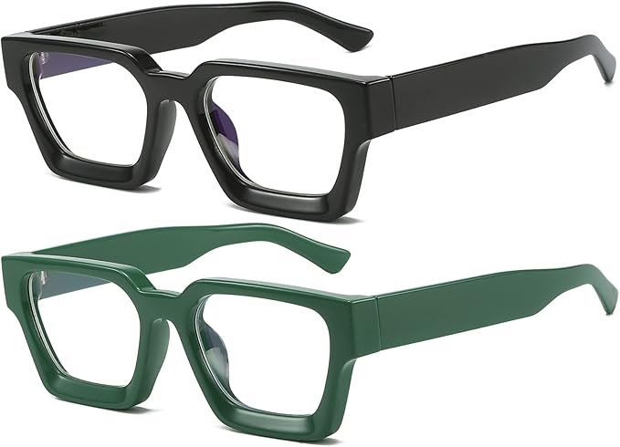 AIEYEZO Square Thick Frame Glasses for Women Men Fashion Blue Light Glasses Trendy Chic Computer Eyeglasses