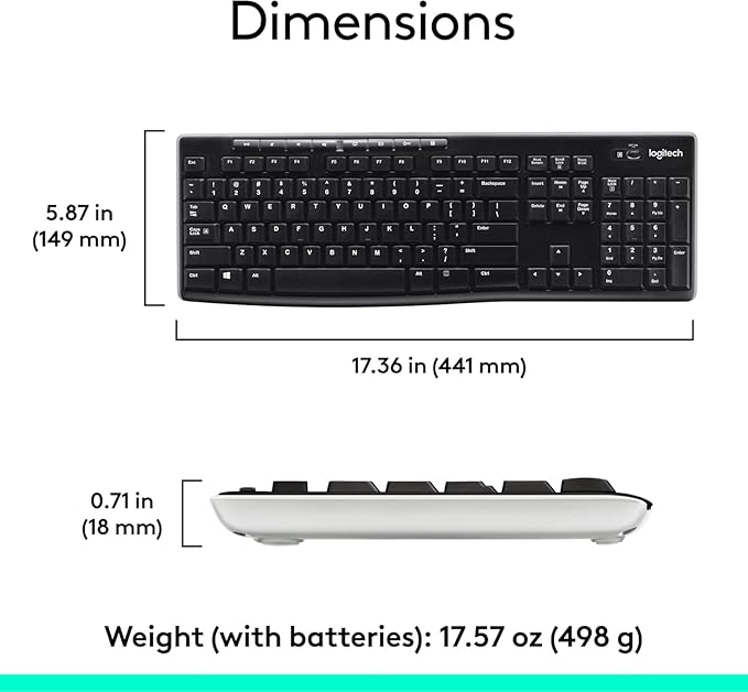 Logitech MK270 Wireless Keyboard and Mouse Combo for Windows,2.4 GHz,8 Multimedia Keys,PC,Laptop,Wireless Keyboard Compact Mouse Combo - Black,(Pack of 4)