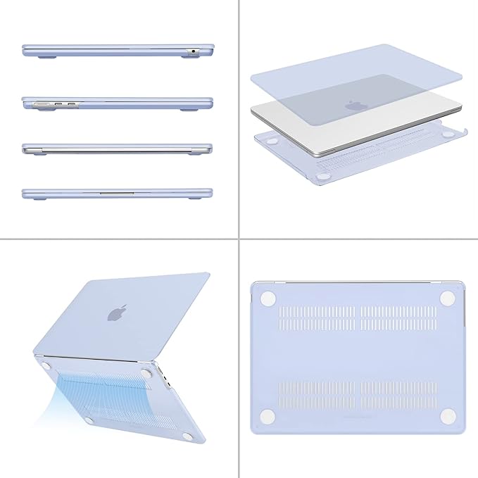 MOSISO Compatible with MacBook Air 13 inch Case M5 2026 M4 2025 M3 M2 2024-2022 A3449 A3240 A3113 A2681,Hard Shell&Keyboard Cover&Screen Film&Pouch for MacBook Air 13.6 inch Case, Pastel Blue