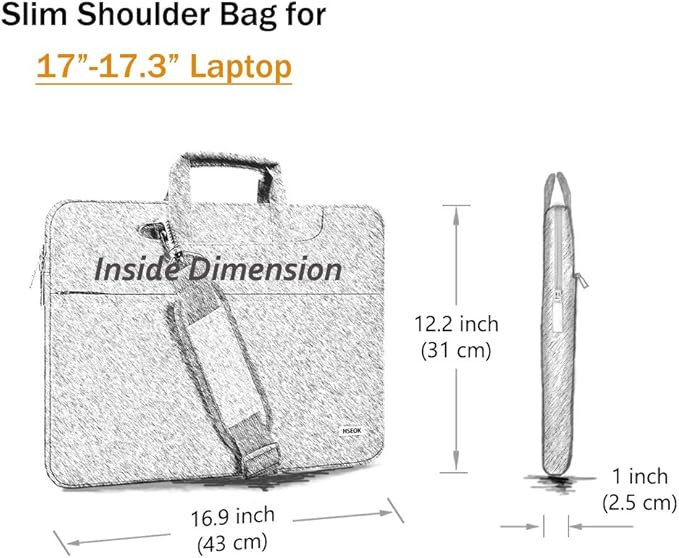 Hseok 17.3 Inch Laptop Shoulder Bag, Water-Resistant & Shockproof Protective Computer Case Compatible with 17.3 inch Dell Asus HP Lenovo Acer MSI Notebooks,Purple