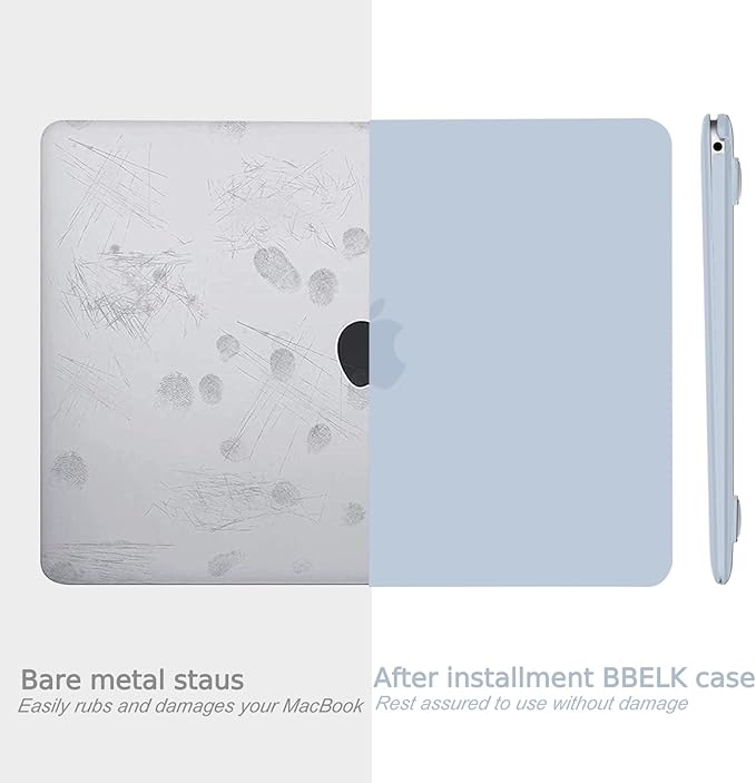 B BELK Compatible with MacBook Air 13 inch Case M1 2022 2021 2020 2019 2018 A2337 A2179 A1932, Matte Plastic Hard Shell for MacBook Air 13.3 inch Case+ Keyboard Cover+Screen Protector, Baby Blue