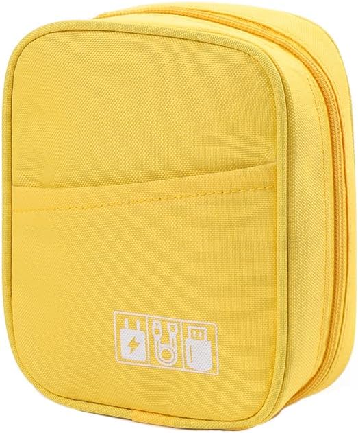E-Tree Storage Pouch for Small Electronics and Accessories,Tech Bag,Electronic Organizer Case Compatible with MacBook Laptop Charger,Mouse,Cables,Hub,Power Bank,Earphone,Toiletries Cosmetics (Yellow)