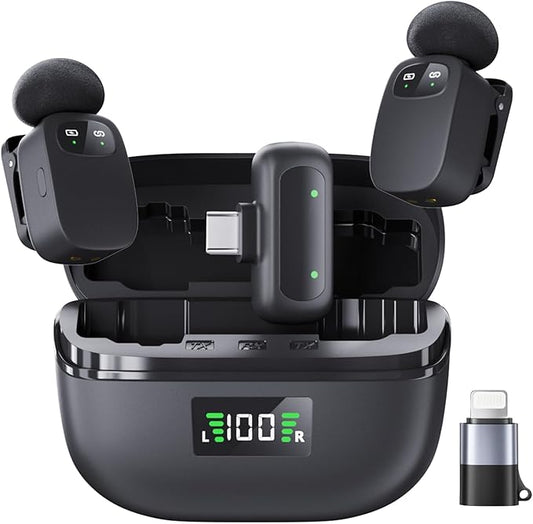 5g Mini Microphone for iphone17/16/15 Android, iPad. Lavalier Microphone Offers Super Crystal Sound, Newly Upgraded Noise Reduction Phone Mic for TikTok YouTube Podcast Vlog