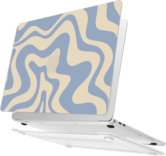 AKIT Compatible with MacBook Air 13 Inch Case 2022-2020 2019 2018 M1 A2337 A2179 A1932, Uniqu Pattern Laptop Hard Shell Case+Screen Protector+Keyboard Cover for MacBook Air 13.3 Inch 2020, Blue Wave