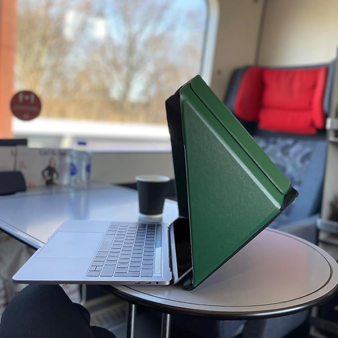 4-in-1 Laptop Screen Shade – Original Lux Hood – Sun, Privacy, Heat & Contrast Protection, Freestanding with Pocket, Fits 15–16” MacBook & PC, Patented, Green
