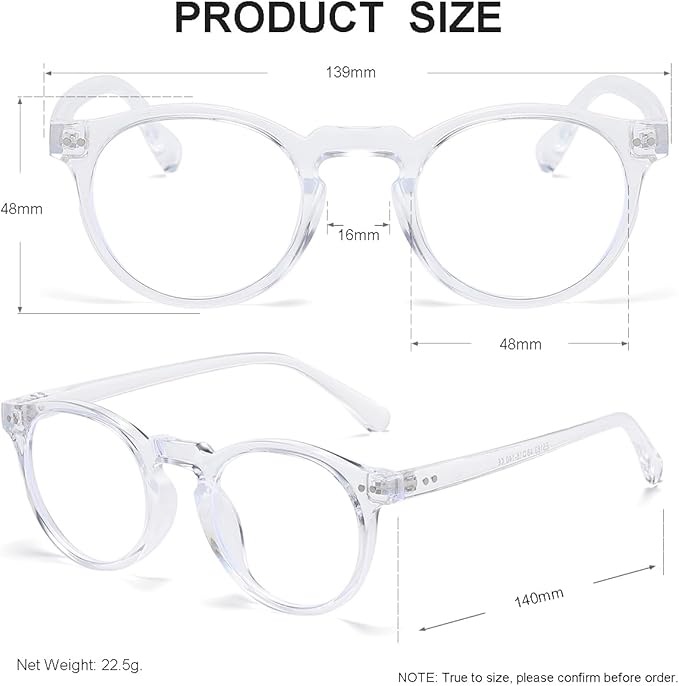 JOVAKIT Round Blue Light Glasses for Women Men Fashion Retro 90s Small Frame Computer Eyeglasses Anti Eyestrain