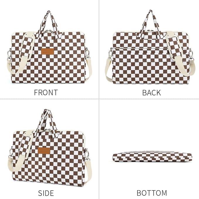 canvaslife Waterproof Pattern Resistant Laptop Shoulder Messenger Bag for Pro 16 inch and 15.6 inch-16 inch Laptop (brown Checker)