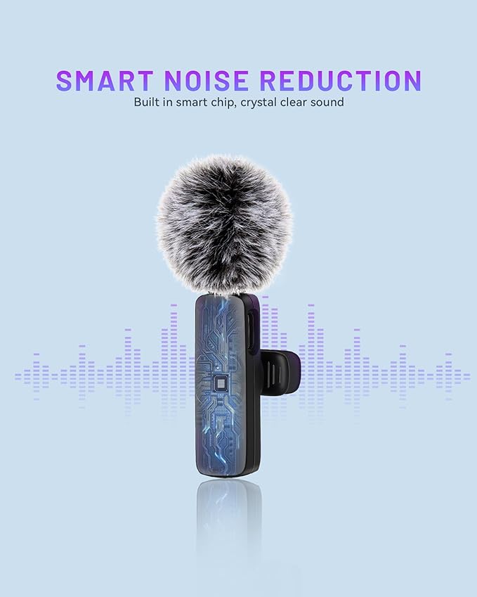 𝟮𝟬𝟮𝟰 Professional Wireless Lavalier Microphone for iPhone iPad, Wireless Microphone- 2 Pack Noise Canceling Crystal Clear Recording with USB-C, Live Streaming, YouTube, TikTok