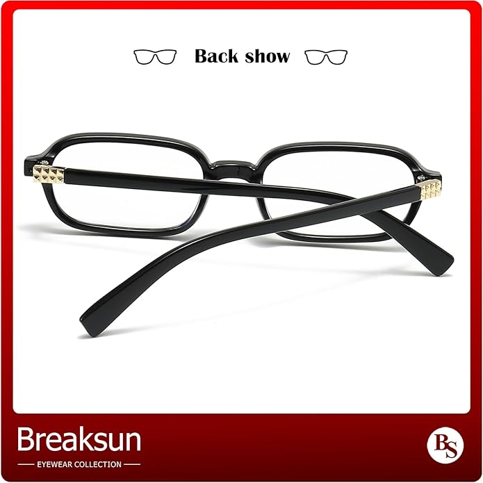 Breaksun Retro Rectangle Glasses for Women Men Small Square Blue Light Blocking Glasses Vintage Eyeglasses
