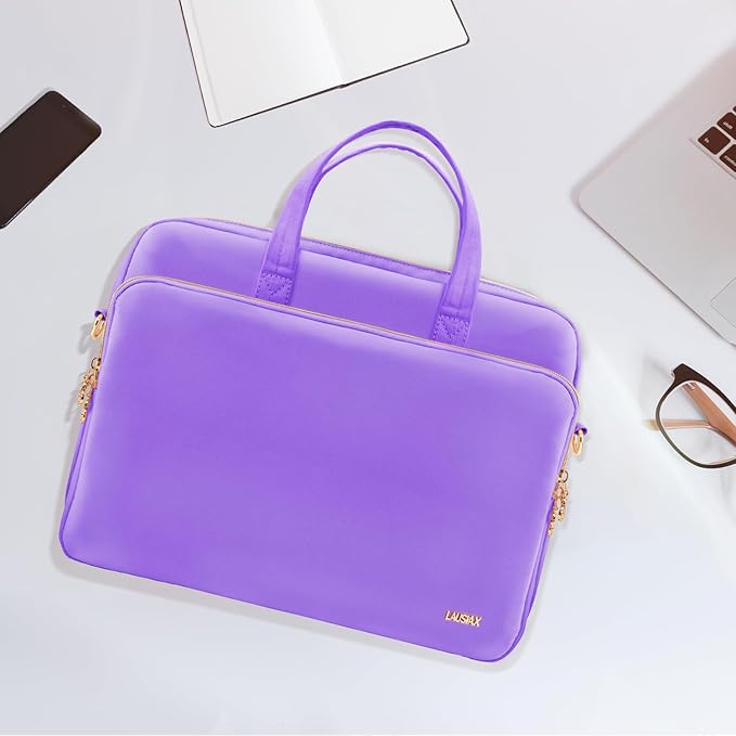Laptop Case Bag Women Men Computer Sleeve Compatible with MacBook/Dell/HP/Acer/ASUS, Waterproof Shoulder Carrying Briefcase, Purple, 15.6-16 Inch