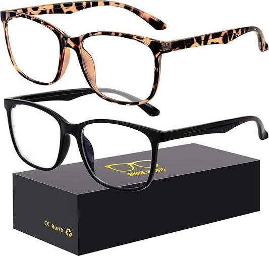 Oilway Blue-Light Blocking Glasses Computer Reading/Gaming/TV/Phones Glasses Fashion Anti Eyestrain Glasses for Women Men(C3 Black + Baowen)