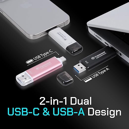 Transcend ESD310 256GB External SSD, Up to 1,050MB/s, Dual USB Flash Drive for iPhone/iPad/Mac/Windows, Android/Tablet/PC, USB 3.2 Gen 2 Thumb Drive Photo Stick, 2-in-1 Type C &Type A Memory Stick - Image 7