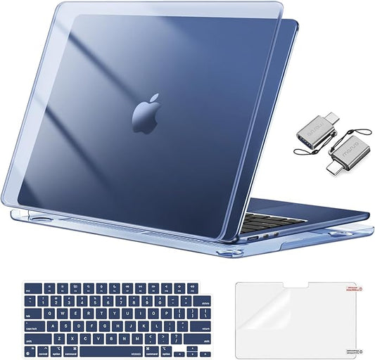 MOSISO Compatible with MacBook Air 13 inch Case M5 2026 M4 2025 M3 M2 2024-2022 A3449 A3240 A3113 A2681, Hard Shell&Keyboard Cover&Screen Film&Type C for MacBook Air 13.6 inch Case, Crystal Midnight