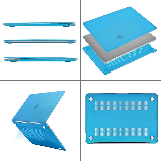 MOSISO Compatible with MacBook Air 13 inch Case M1 Chip 2021-2018 Release A2337 A2179 A1932, Plastic Hard Shell&Keyboard Cover&Screen Film&Storage Bag for MacBook Air 13.3 inch Case, Aqua Blue