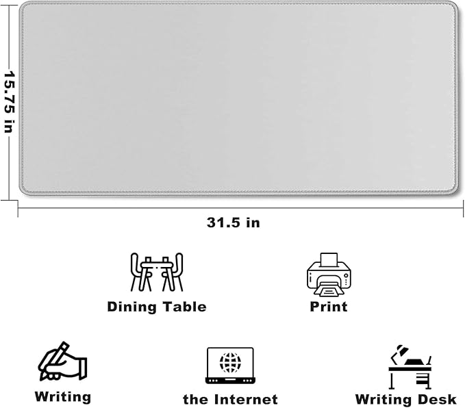 Large Mouse Pad, Desk Mat Large Office Desk Pad Gaming Mouse Pad with Stitched Edges, 31.5" x 15.7" Mousepad with Non-Slip Waterproof Rubber Base for PC Laptop Home Office Accessories, Gray