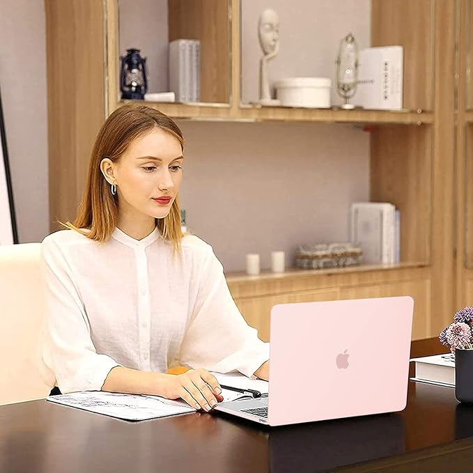 MOSISO Compatible with MacBook Air 13 inch Case M1 Chip 2021-2018 Release A2337 A2179 A1932, Plastic Hard Shell&Keyboard Cover&Screen Film&Storage Bag for MacBook Air 13.3 inch Case, Chalk Pink