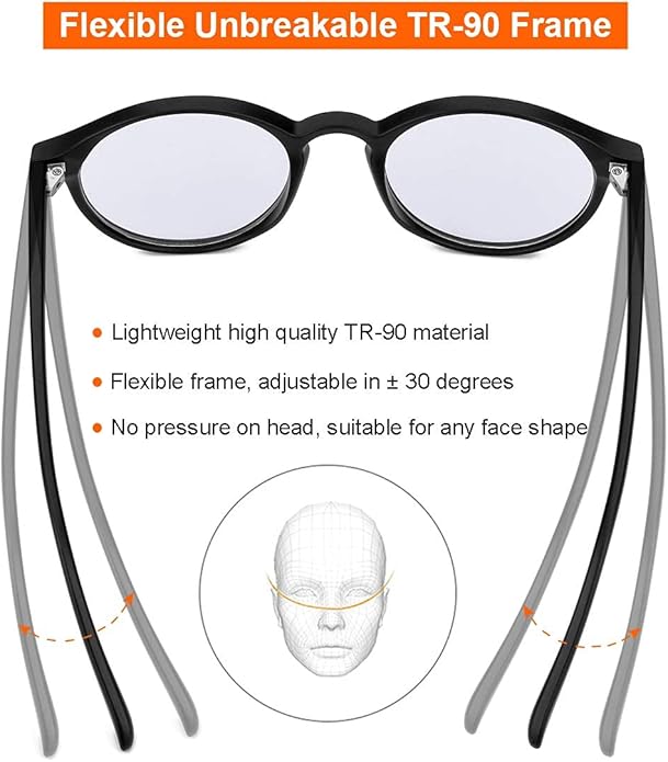 Gleyemor Blue Light Glasses for Men Women, Vintage Round Frame Computer Eyeglasses