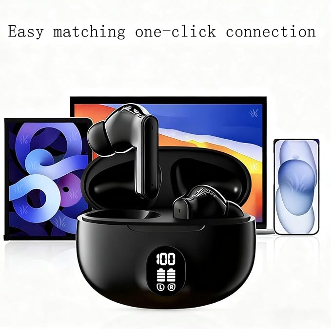 Wireless Bluetooth Noise-Canceling Earbuds Bluetooth 5.3 High-Fidelity Stereo LED Display in-Ear Headphones 48-Hour Battery Life Ideal for Fitness, Running, and Work