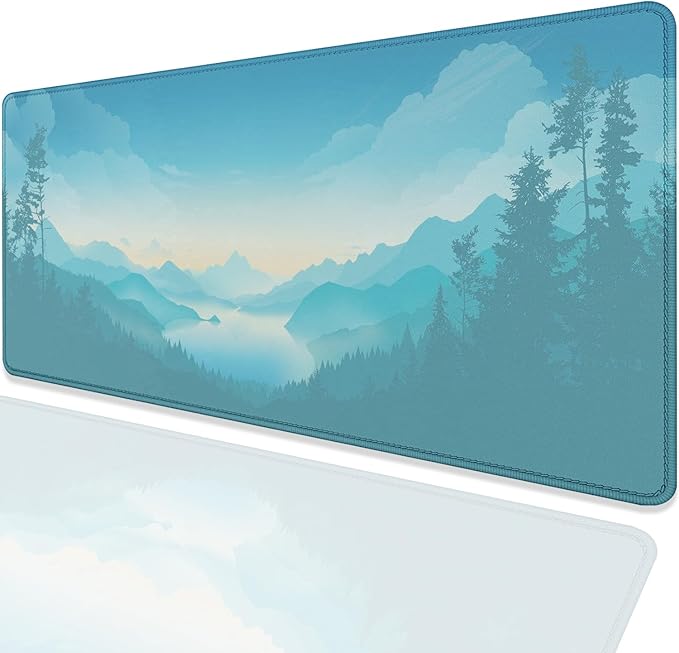 Mountains Cloud Lake Desk Pad Mouse Pad,Extended Large Gaming Mouse Mat with Stitched Edges,Non-Slip Waterproof Rubber Base Mousepad for Office Work Home Desk Mat(27.5X11.8 in)