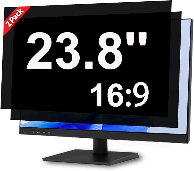 [2 Pack] 23.8 Inch Privacy Screen for Computer Monitor Blue Light Screen Protector Anti Glare Anti-Scratch Monitor Privacy Shield Screen 23.8 Inch 16:9 Aspect Ratio