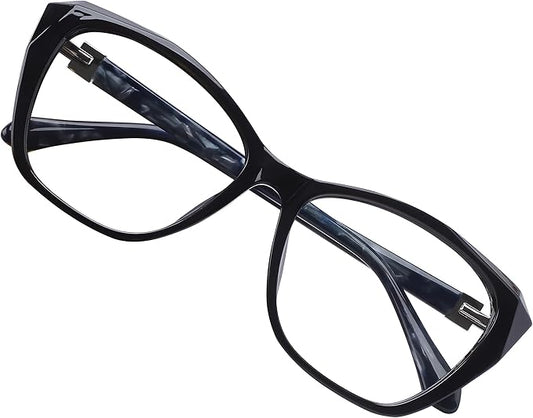 DOERAYM Blue Light Glasses for Woman with Square Decoration,Reading Glasses for office & computer games
