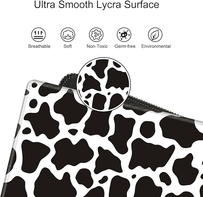 Cow Print Mouse Pad 24x12 Inch Mousepad Black and White Desk Pad Large Gaming Desk Mat Long Protector Mat Big Non Slip Laptop Mat for Wireless Mouse Work Computer