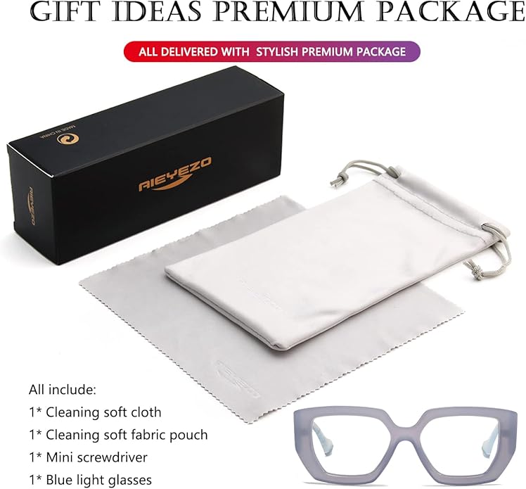 AIEYEZO Thick Frame Blue Light Glasses Men Women, Fashion Square Computer Eyeglass Anti Eyestrain & Prevent Headache