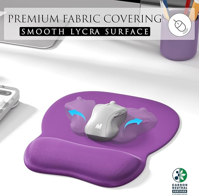 MROCO Ergonomic Mouse Pad with Gel Wrist Rest, Smooth Wrist Support Surface, Non-Slip PU Base for Pain Relief, Comfortable Mousepad for Computer, Laptop, Office & Home, 9.4 x 8.1 in, Violet Purple