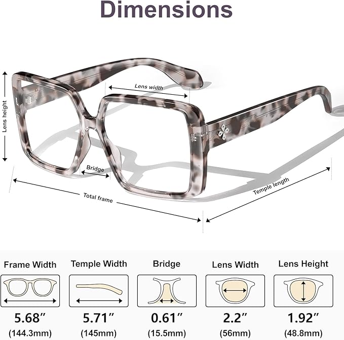 VISOONE Oversized TR90 Blue Light Blocking Glasses Fashion Accessories Non Prescription for Women Harvard
