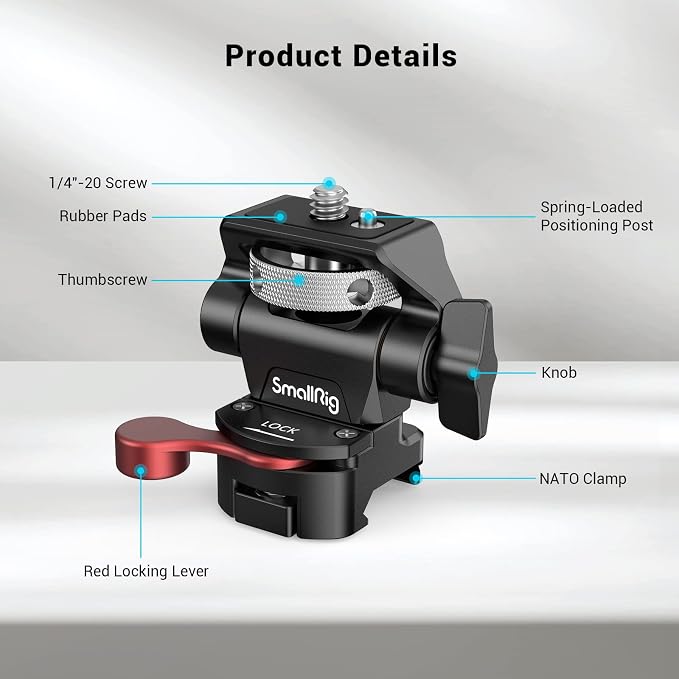 SMALLRIG Field Monitor Mount with NATO Clamp, Camera Monitor Holder for 5” and 7” Monitor, Swivel and Tilt Adjustable - 2906B - Image 3