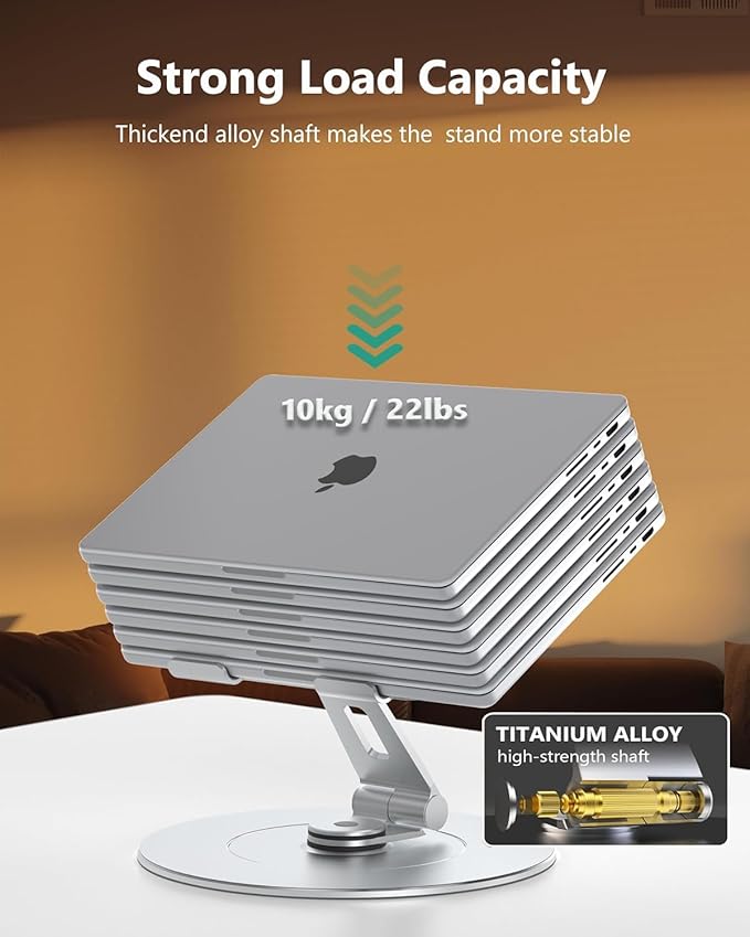 LOXP Laptop Stand with Phone Holder, Adjustable Laptop Stand, Aluminum Computer Mount Holder, Ergonomics Laptop Riser for Desk, Lectern Stand Fits MacBook, up to 17.3" All Notebooks Silver
