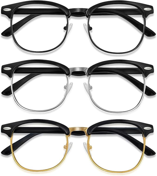 Blue Light Glasses Men and Woman, 99% Blue Light Blocking Glasses for Computer Gaming TV Phone Screen Half Frame