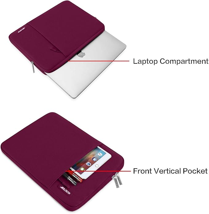 MOSISO Laptop Case 16 inch, 15-15.6 inch Laptop Sleeve Compatible with MacBook Pro 16 M5 M4 M3 M2 M1, HP Acer Dell Lenovo ASUS, Polyester Vertical Computer Sleeve Bag with Pocket, Wine Red